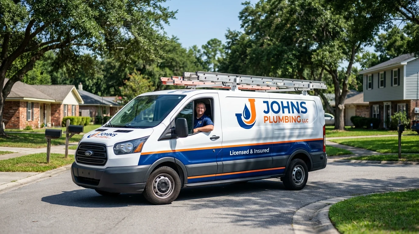Johns Plumbing LLC service van in Oconomowoc, WI