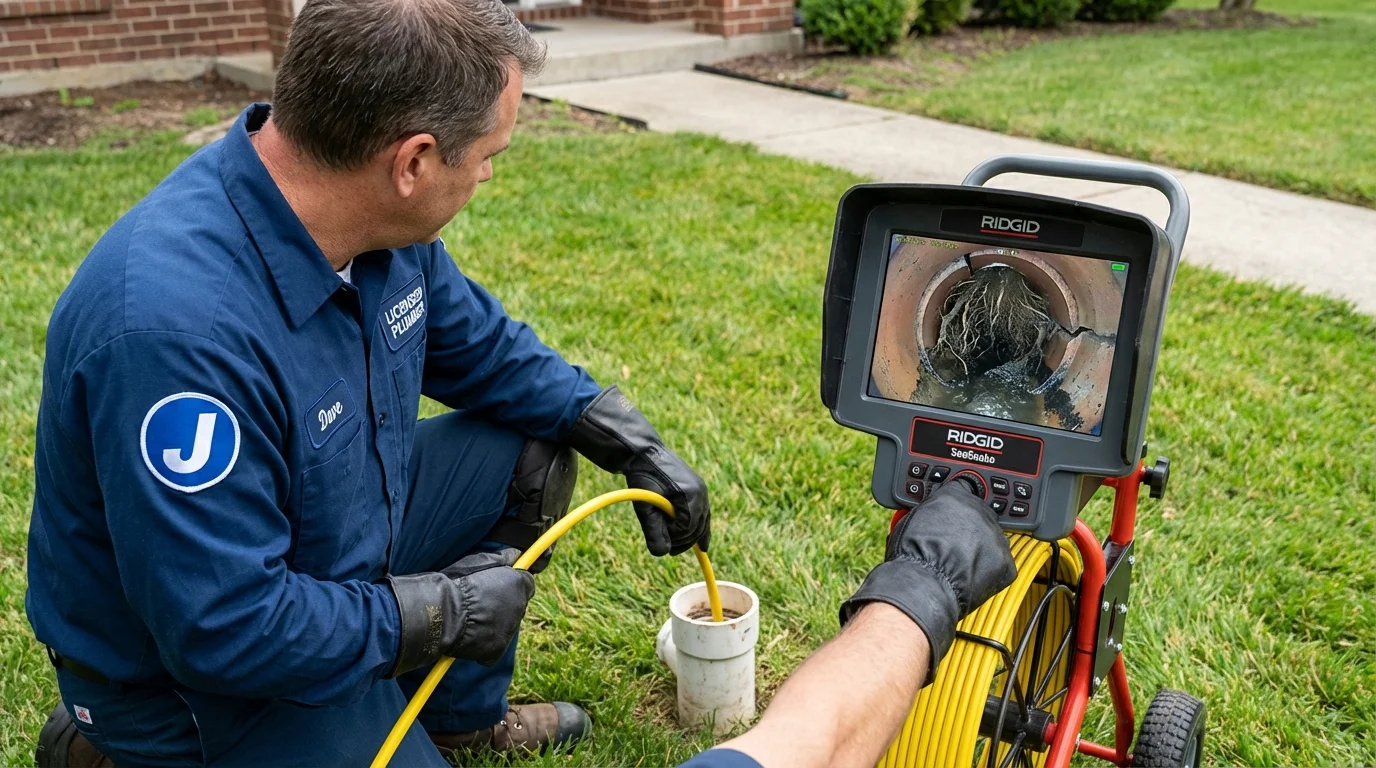 Sewer camera inspection being performed by Johns Plumbing LLC in Oconomowoc