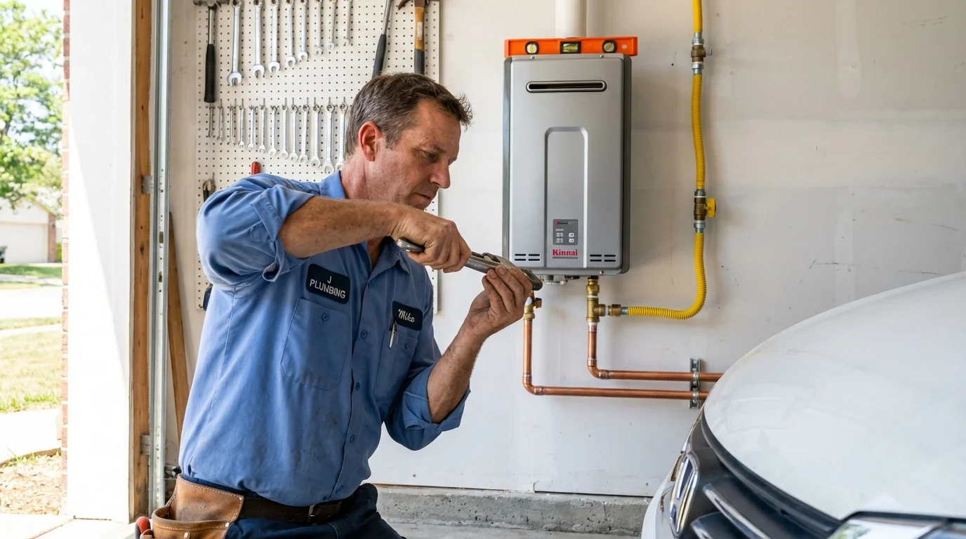 Tankless water heater installation by a Johns Plumbing LLC plumber in Oconomowoc